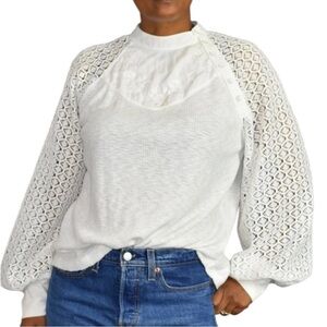 Women's White Lace Sleeve Top, free people